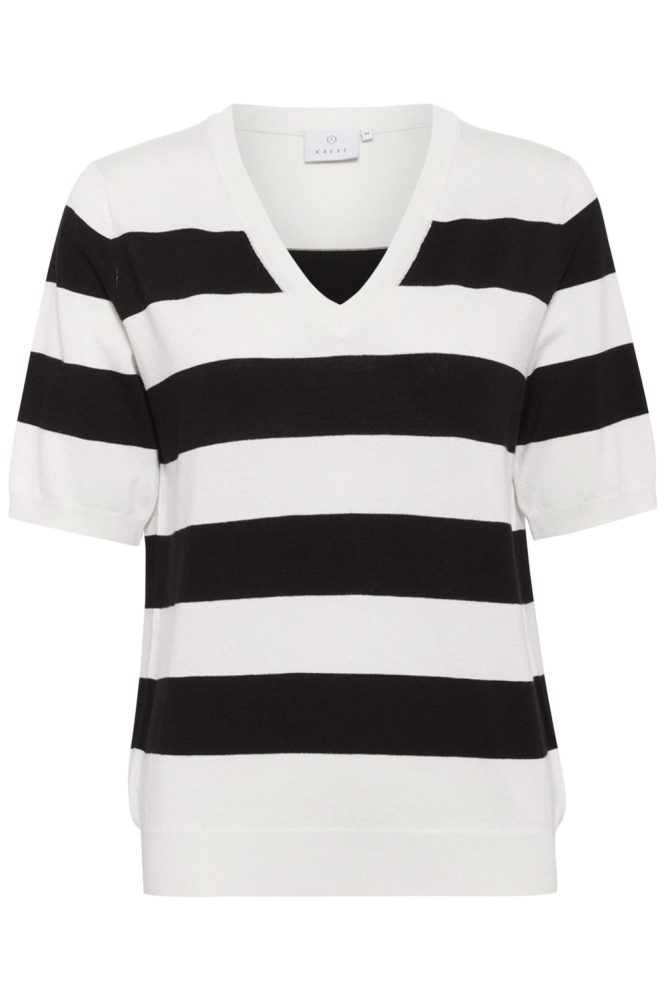 KALIZZA STRIPED V NECK 10510501 108166 TURTLEDOVE/BLACK BOLDSTRIPE